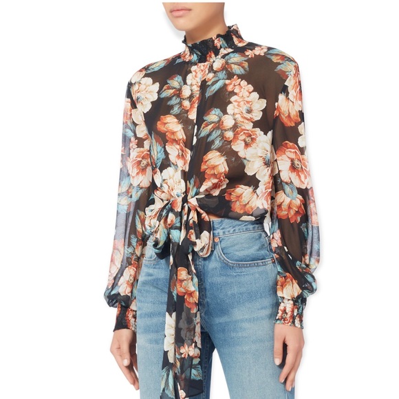 NICHOLAS Tops - Nicholas Dark Floral Silk Blouse